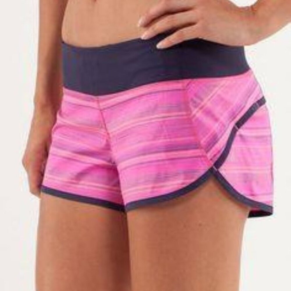 Lululemon Speed Shorts Pow Pink Elevation Stripe  Size 2
